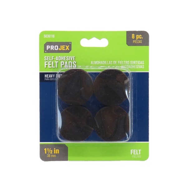Projex Projex Felt Self Adhesive Protective Pad Brown Round 1-1/2 in. W 8 pk P0110 - main